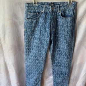 MAN Slim Fit Blue Patterned Jeans